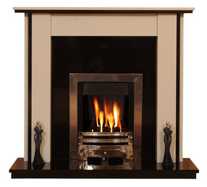 Marble Fireplace Lynford Surround with Gas Fire - bespokemarblefireplaces