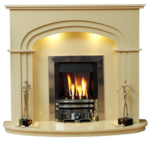 Marble Fireplace Shelbourne Surround with  Triple Arched header and curved hearth - bespokemarblefireplaces