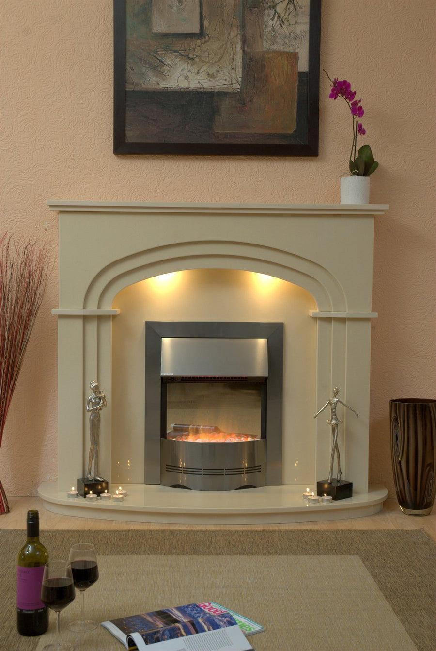 Natural Marble or Limestone Shelbourne  Fireplace Hearth & Back Panel - bespokemarblefireplaces