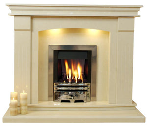 Natural Marble or Limestone Sheridan Fireplace Hearth & Back Panel - bespokemarblefireplaces