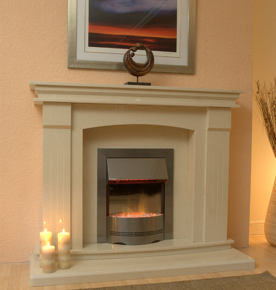 Sheridan Marble Fireplace with Wide Electric Fire  with pebbles- E60 Package