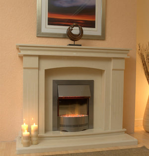 Marble Fireplace Sheridan with electric fire- bespokemarblefireplaces