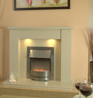Marble Fireplace Trent Surround with Electric Fire and Lights - bespokemarblefireplaces