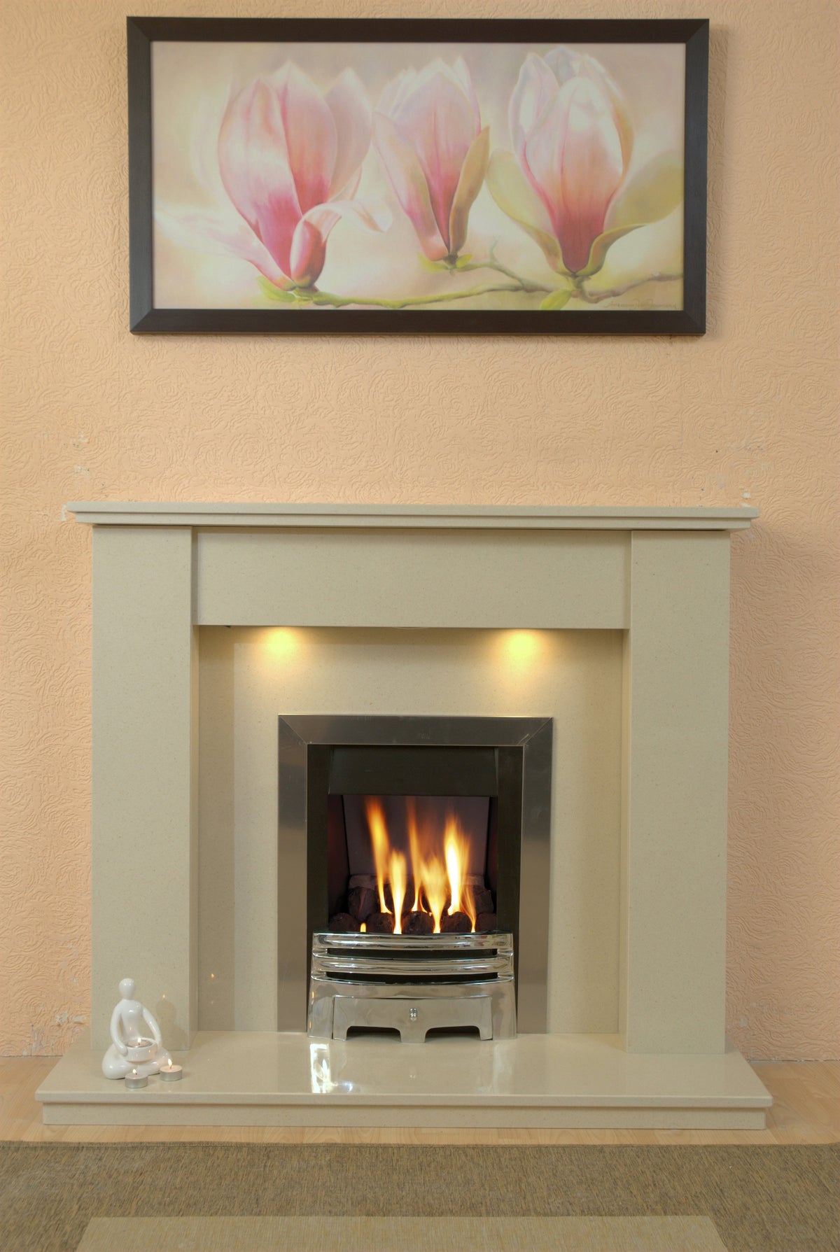 Marble Fireplace Trent Surround with Downlights & choice of Fires