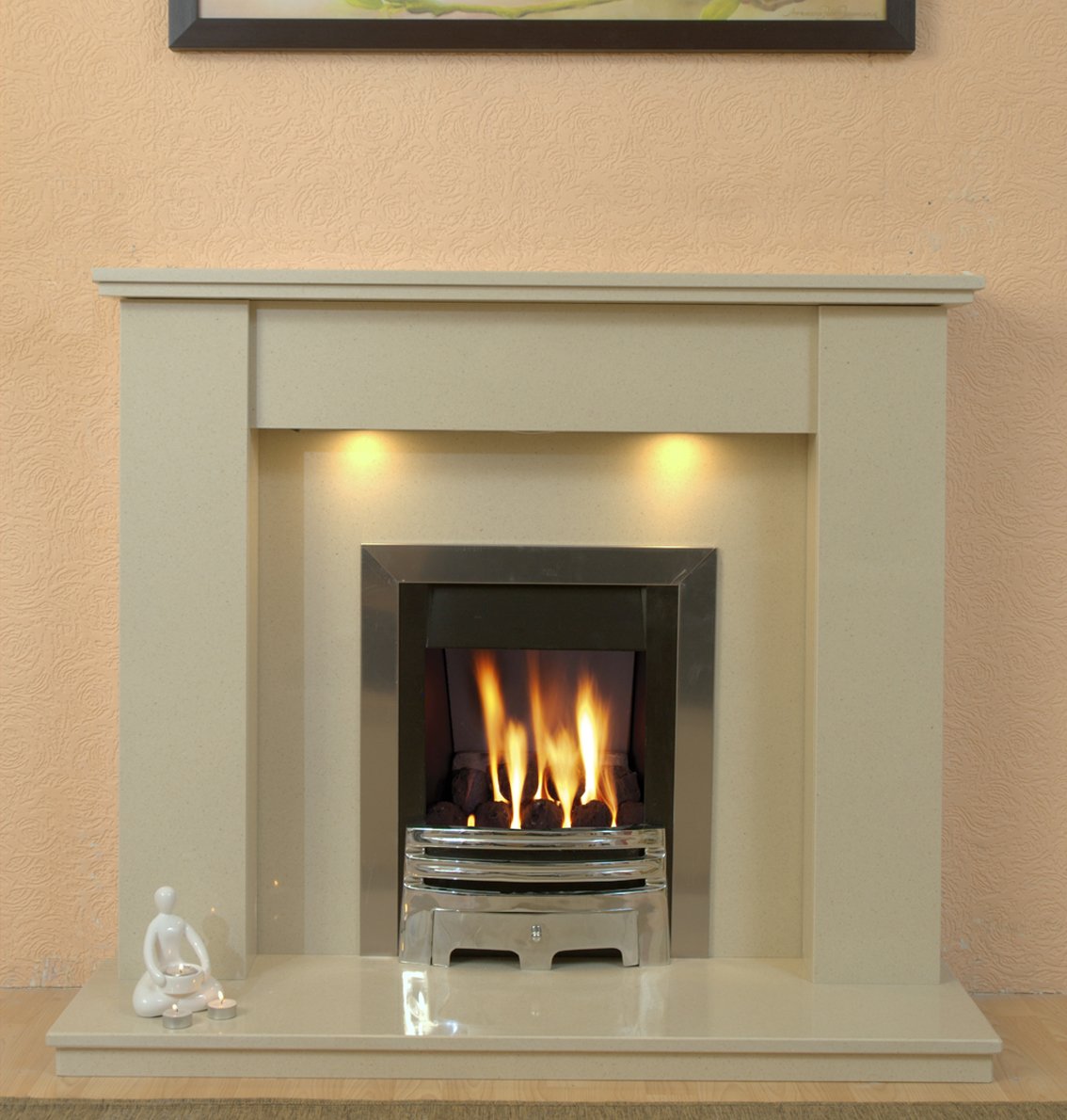 Marble Fireplace Trent Surround with Downlights & choice of Fires