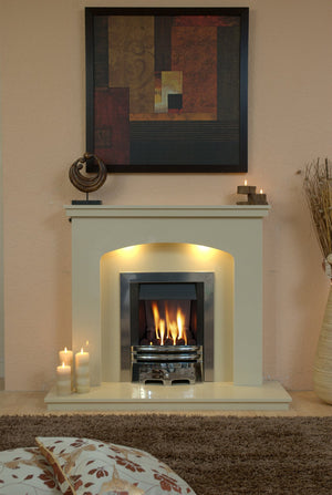 Marble Fireplace Windemere Surround with Gas Fire fitted in Lounge- bespokemarblefireplaces